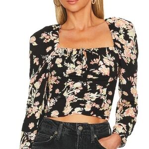 🌷NWT FREE PEOPLE Hilary Printed Keyhole Top